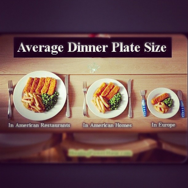 Average dinner plate size. America versus Europe.