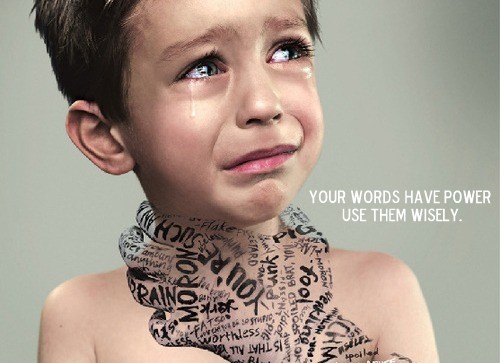 Image of child being hurt by words. Your words have power, use them wisely.