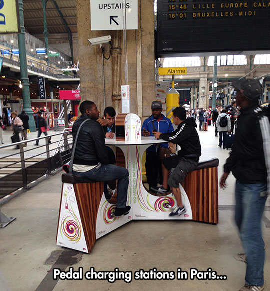 Pedal charging stations