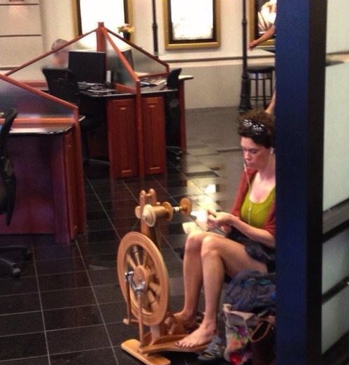 You may be a hipster.... but you'll never be a girl spinning yarn in a BMW dealership